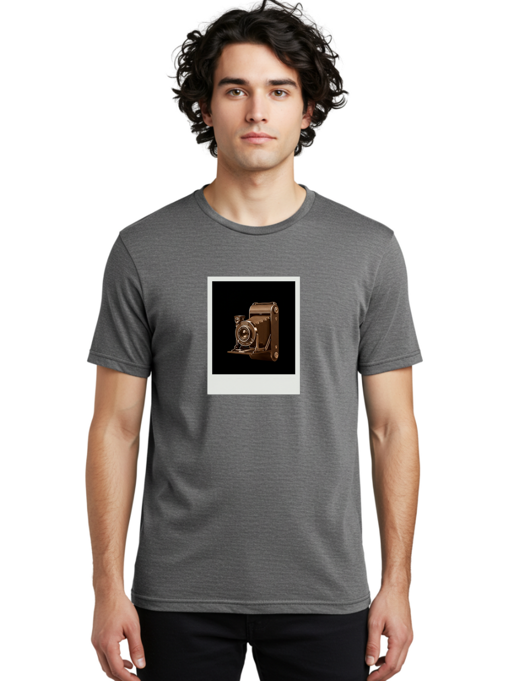 Polaroid-Camera-1 Men'S Graphic Tee, 100% Cotton, Comfortable Casual Summer Wear, Machine Washable, Vintage Camera, Old Photography Equipment, Retro Style, Antique Camera, Nostalgic Feel, Classic Design, Photography History, Instant Camera, Bae680
