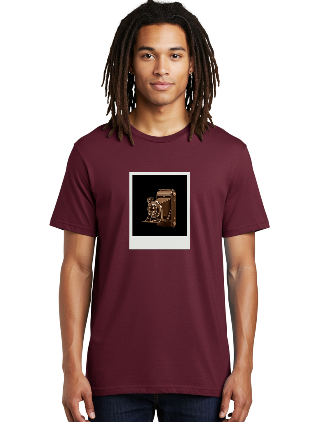 Polaroid-Camera-1 Men'S Graphic Tee, 100% Cotton, Comfortable Casual Summer Wear, Machine Washable, Vintage Camera, Old Photography Equipment, Retro Style, Antique Camera, Nostalgic Feel, Classic Design, Photography History, Instant Camera, Bae680