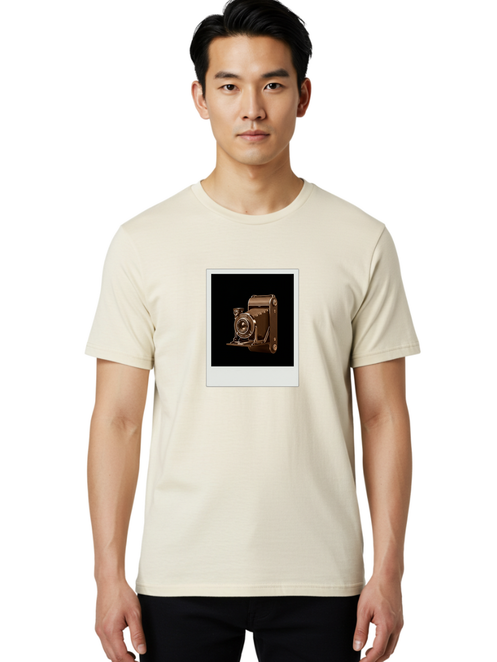 Polaroid-Camera-1 Men'S Graphic Tee, 100% Cotton, Comfortable Casual Summer Wear, Machine Washable, Vintage Camera, Old Photography Equipment, Retro Style, Antique Camera, Nostalgic Feel, Classic Design, Photography History, Instant Camera, Bae680
