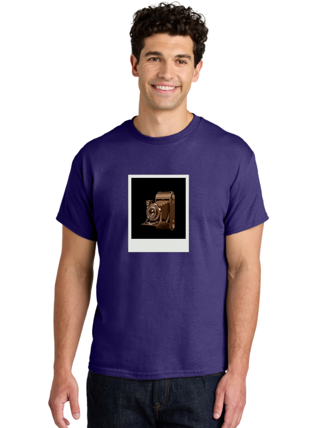 Polaroid-Camera-1 Men'S Graphic Tee, 100% Cotton, Comfortable Casual Summer Wear, Machine Washable, Vintage Camera, Old Photography Equipment, Retro Style, Antique Camera, Nostalgic Feel, Classic Design, Photography History, Instant Camera, Bae680