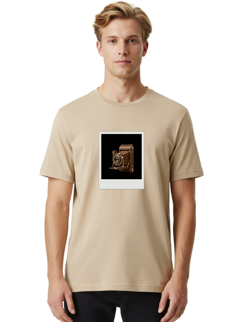 Polaroid-Camera-1 Men'S Graphic Tee, 100% Cotton, Comfortable Casual Summer Wear, Machine Washable, Vintage Camera, Old Photography Equipment, Retro Style, Antique Camera, Nostalgic Feel, Classic Design, Photography History, Instant Camera, Bae680