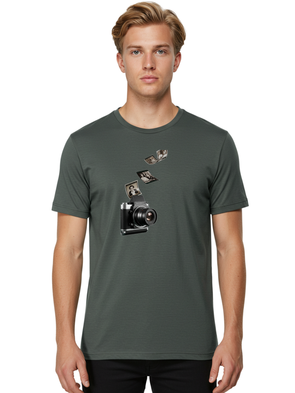 Polaroid-Camera-10 Men'S Graphic Tee, 100% Cotton, Comfortable Casual Summer Wear, Machine Washable, Sharedigital Camera, Black And Silver Camera, Polaroid Photographs, Black And White Portraits, Instant Photography, Camera Technology, Bae681