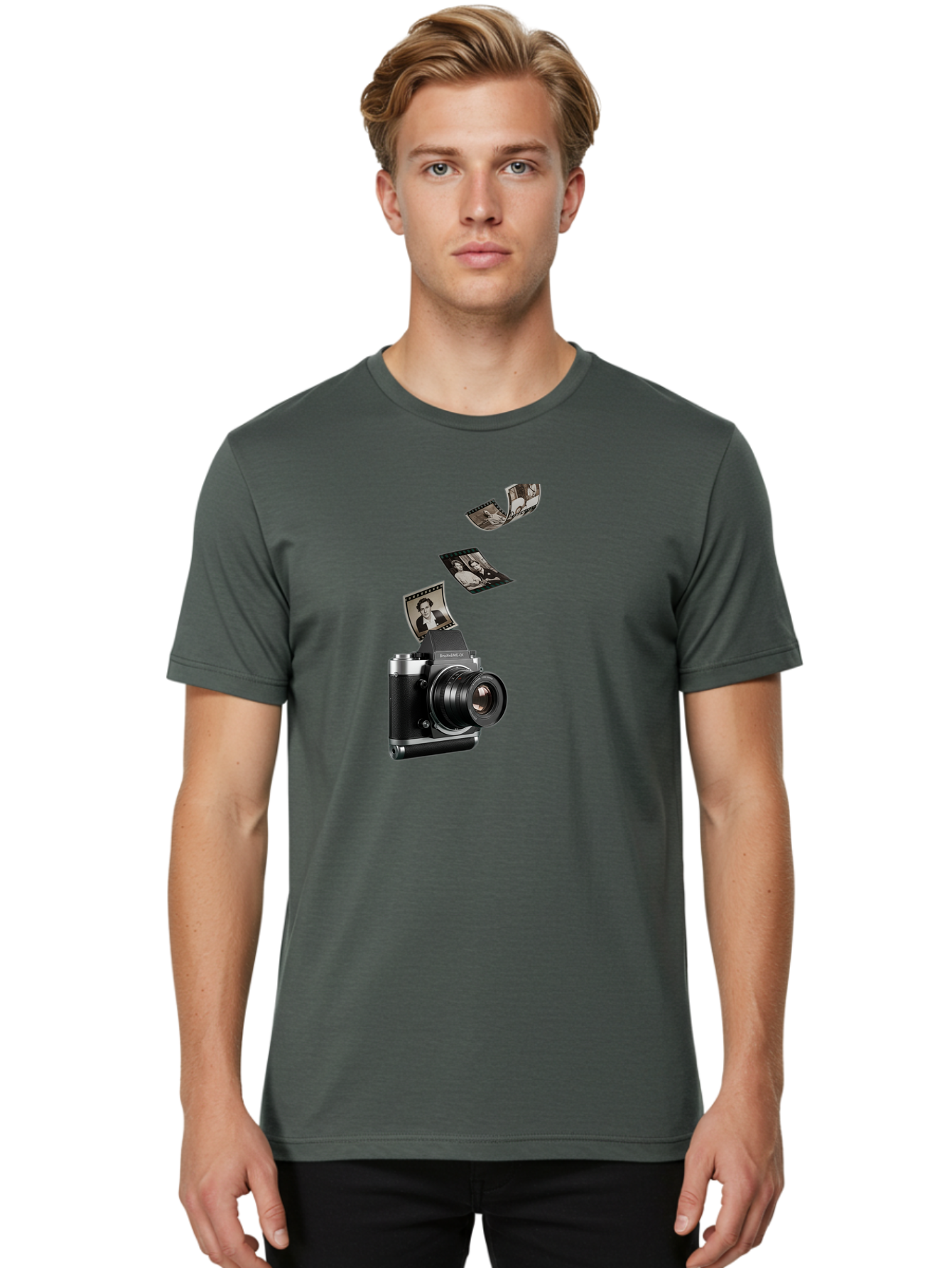 Polaroid-Camera-10 Men'S Graphic Tee, 100% Cotton, Comfortable Casual Summer Wear, Machine Washable, Sharedigital Camera, Black And Silver Camera, Polaroid Photographs, Black And White Portraits, Instant Photography, Camera Technology, Bae681