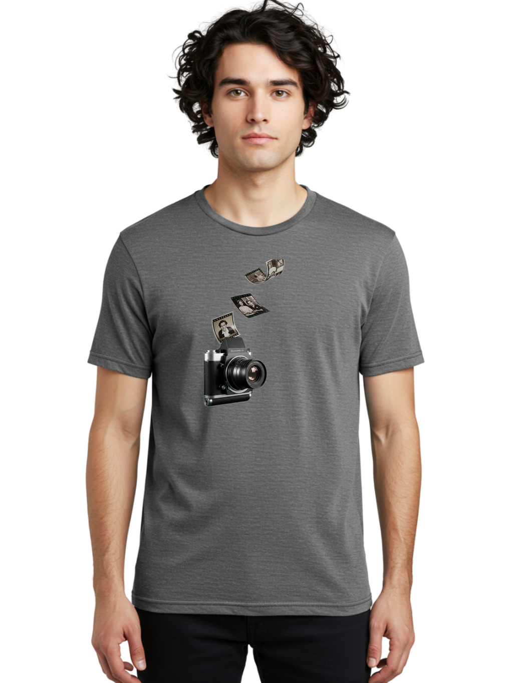 Polaroid-Camera-10 Men'S Graphic Tee, 100% Cotton, Comfortable Casual Summer Wear, Machine Washable, Sharedigital Camera, Black And Silver Camera, Polaroid Photographs, Black And White Portraits, Instant Photography, Camera Technology, Bae681