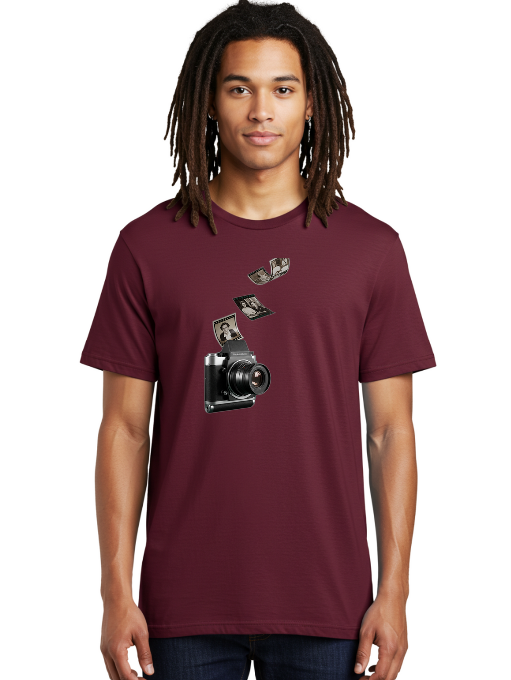 Polaroid-Camera-10 Men'S Graphic Tee, 100% Cotton, Comfortable Casual Summer Wear, Machine Washable, Sharedigital Camera, Black And Silver Camera, Polaroid Photographs, Black And White Portraits, Instant Photography, Camera Technology, Bae681