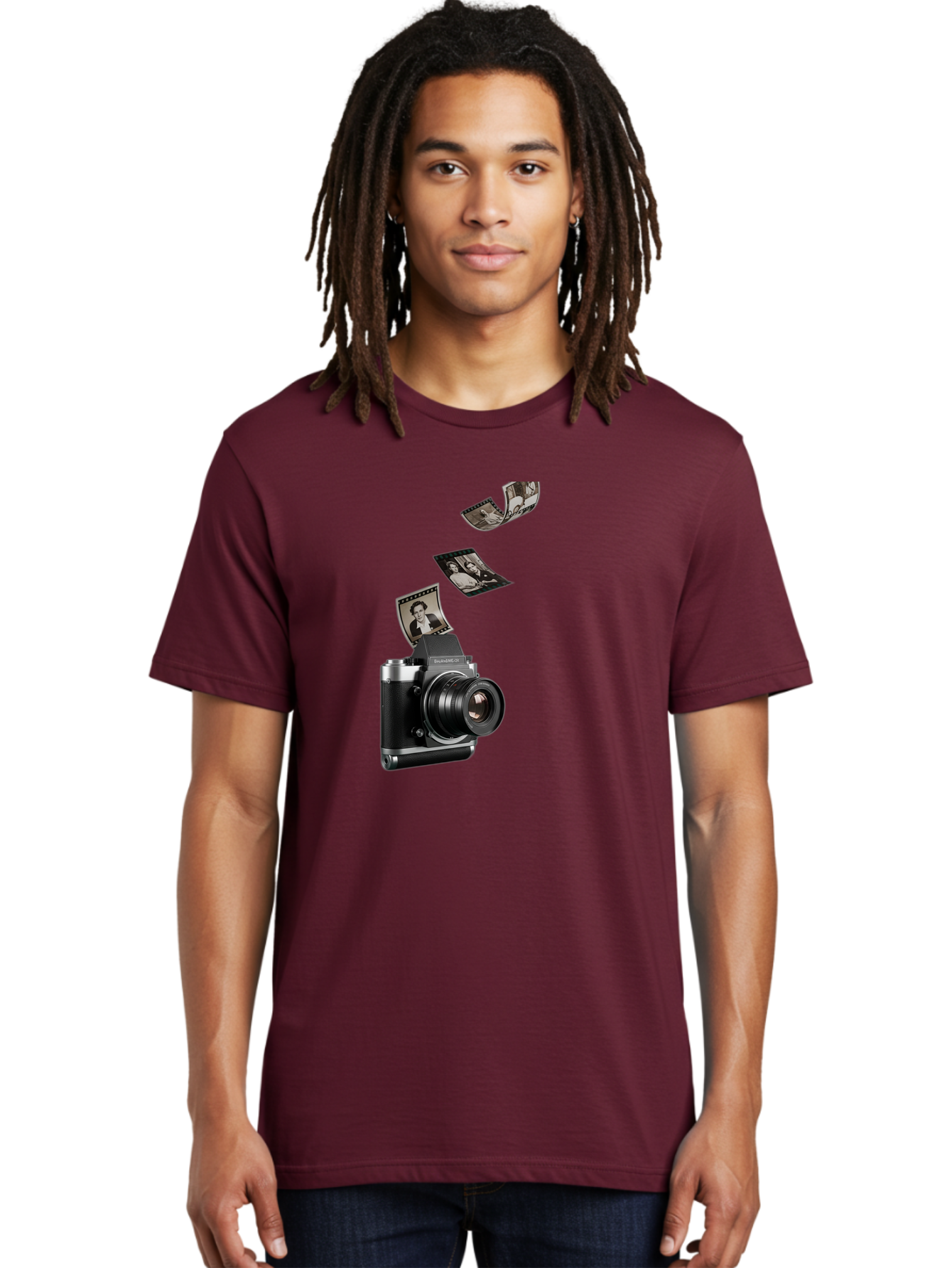 Polaroid-Camera-10 Men'S Graphic Tee, 100% Cotton, Comfortable Casual Summer Wear, Machine Washable, Sharedigital Camera, Black And Silver Camera, Polaroid Photographs, Black And White Portraits, Instant Photography, Camera Technology, Bae681