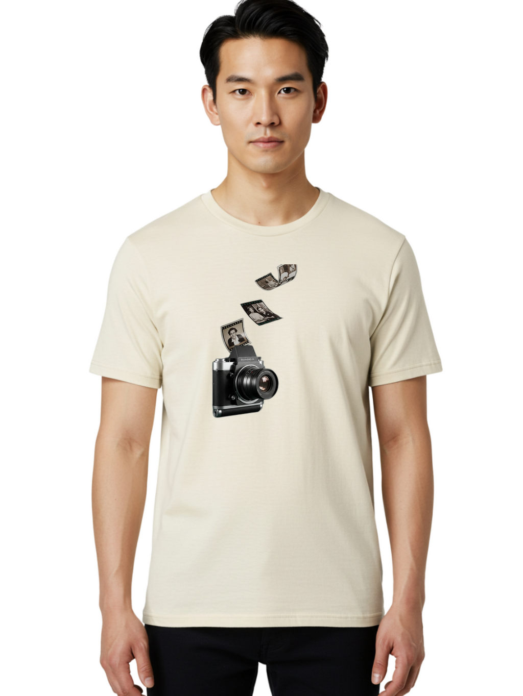 Polaroid-Camera-10 Men'S Graphic Tee, 100% Cotton, Comfortable Casual Summer Wear, Machine Washable, Sharedigital Camera, Black And Silver Camera, Polaroid Photographs, Black And White Portraits, Instant Photography, Camera Technology, Bae681