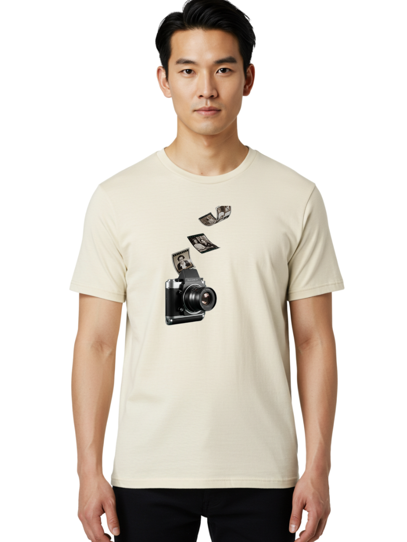 Polaroid-Camera-10 Men'S Graphic Tee, 100% Cotton, Comfortable Casual Summer Wear, Machine Washable, Sharedigital Camera, Black And Silver Camera, Polaroid Photographs, Black And White Portraits, Instant Photography, Camera Technology, Bae681