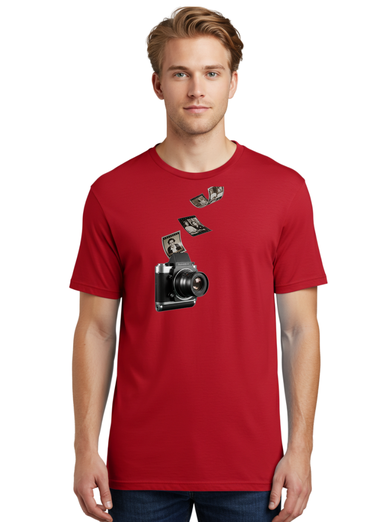 Polaroid-Camera-10 Men'S Graphic Tee, 100% Cotton, Comfortable Casual Summer Wear, Machine Washable, Sharedigital Camera, Black And Silver Camera, Polaroid Photographs, Black And White Portraits, Instant Photography, Camera Technology, Bae681
