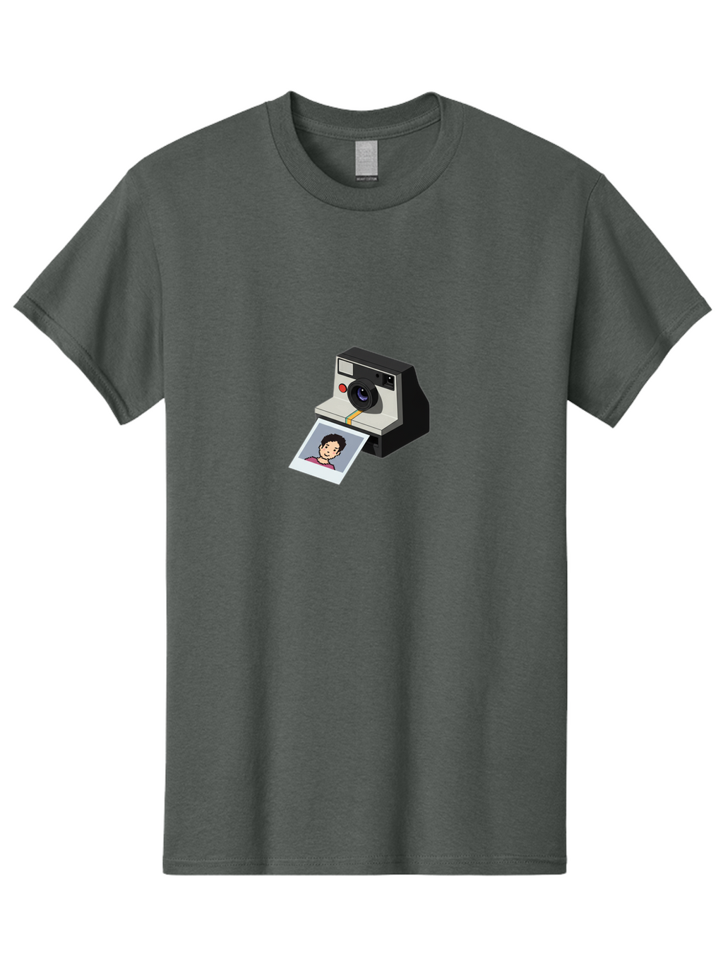 Polaroid-Camera-4 Men'S Graphic Tee, 100% Cotton, Comfortable Casual Summer Wear, Machine Washable, Polaroid Camera, Instant Photography, Retro Camera, Printed Photo, Smiling Man, Nostalgic Feel, Casual Portrait, Vintage Style Bae684