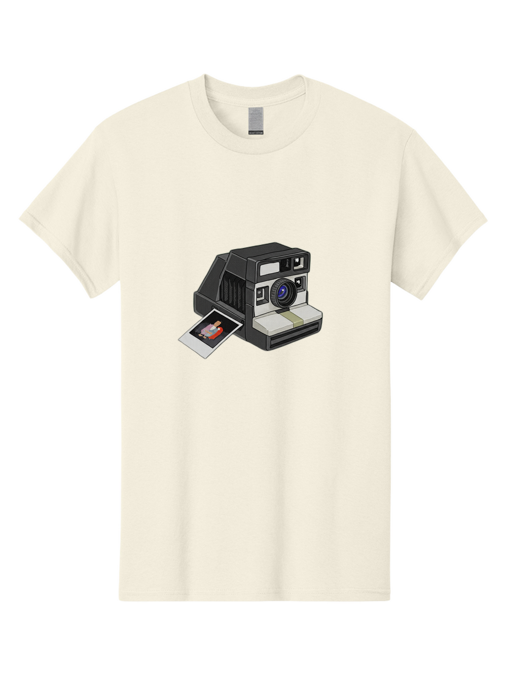 Polaroid-Camera-7 Men'S Graphic Tee, 100% Cotton, Comfortable Casual Summer Wear, Machine Washable, Polaroid Camera, Instant Photo, Nostalgic Technology, Retro Photography, Developed Picture, Square Format, Close-Up Shot, Digital Illustration Bae687