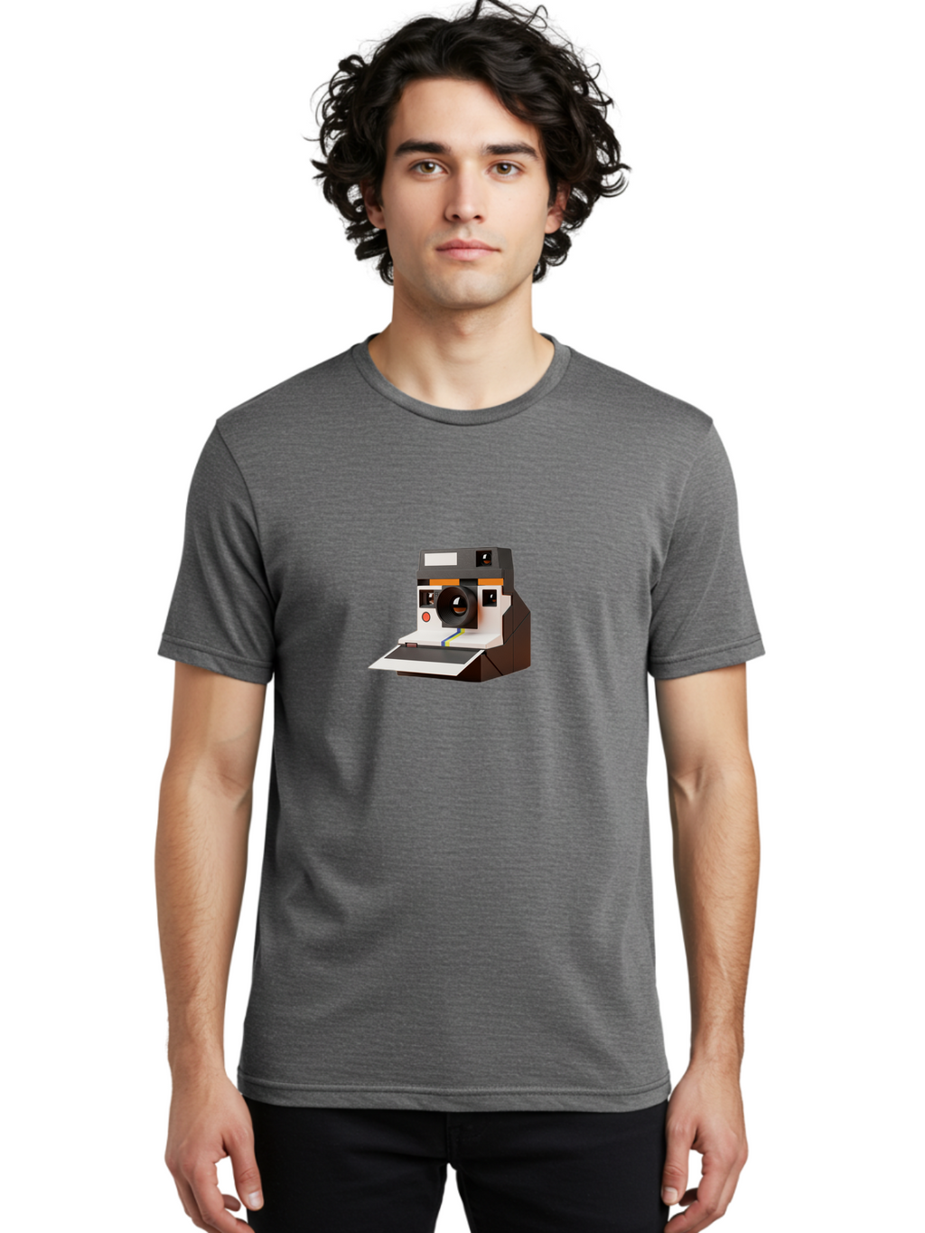 Polaroid-Camera-8 Men'S Graphic Tee, 100% Cotton, Comfortable Casual Summer Wear, Machine Washable, Vintage Camera, Instant Photography, Retro Technology, Analog Camera, Nostalgic Design, Photography Equipment, Classic Style Bae688