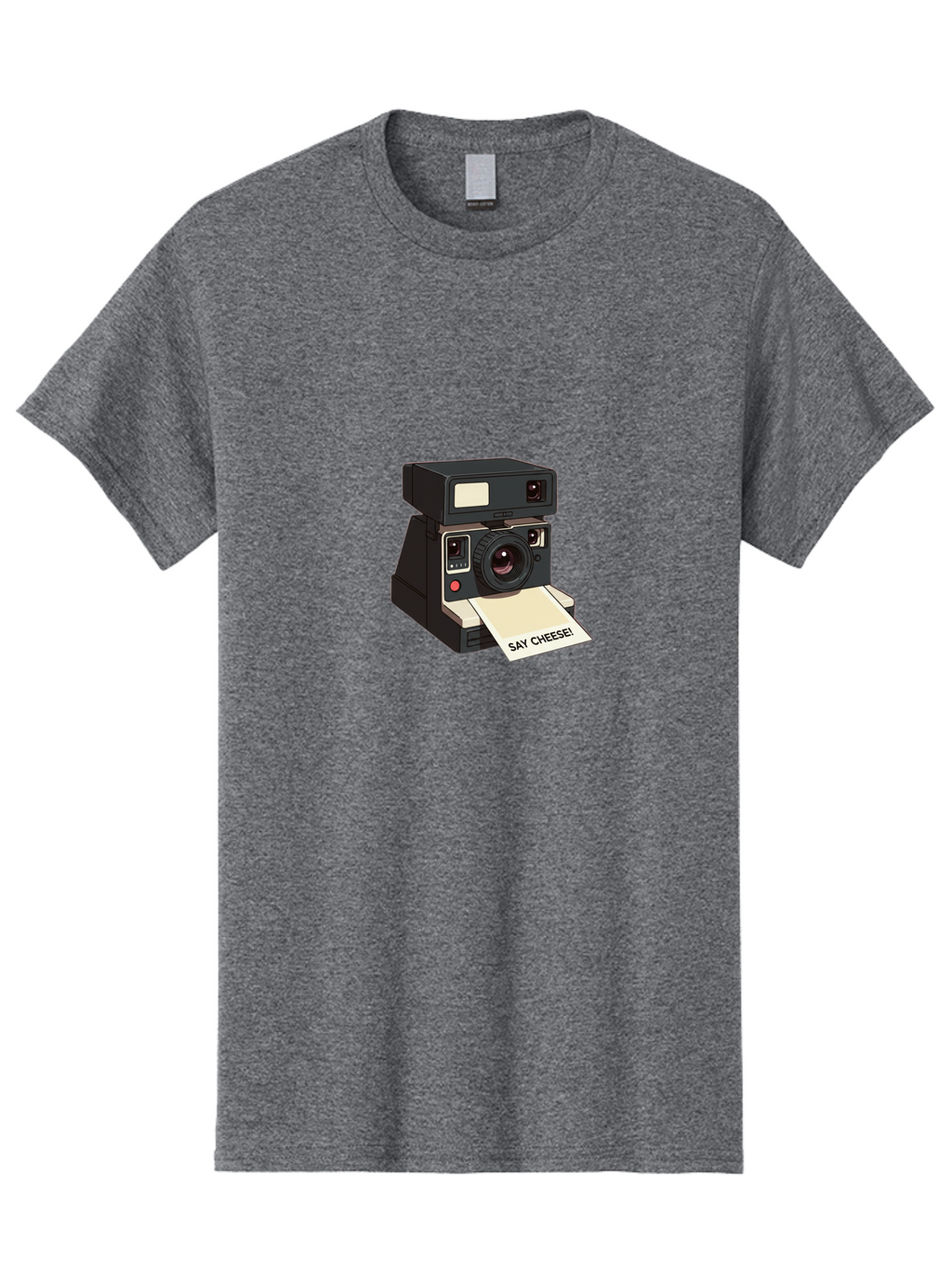 Polaroid-Camera Men'S Graphic Tee, 100% Cotton, Comfortable Casual Summer Wear, Machine Washable, Vintage Polaroid Camera, Instant Photography, Retro Style, Say Cheese Print, Nostalgic Feel, Photography Moment, Classic Design, Black Camera Bae690