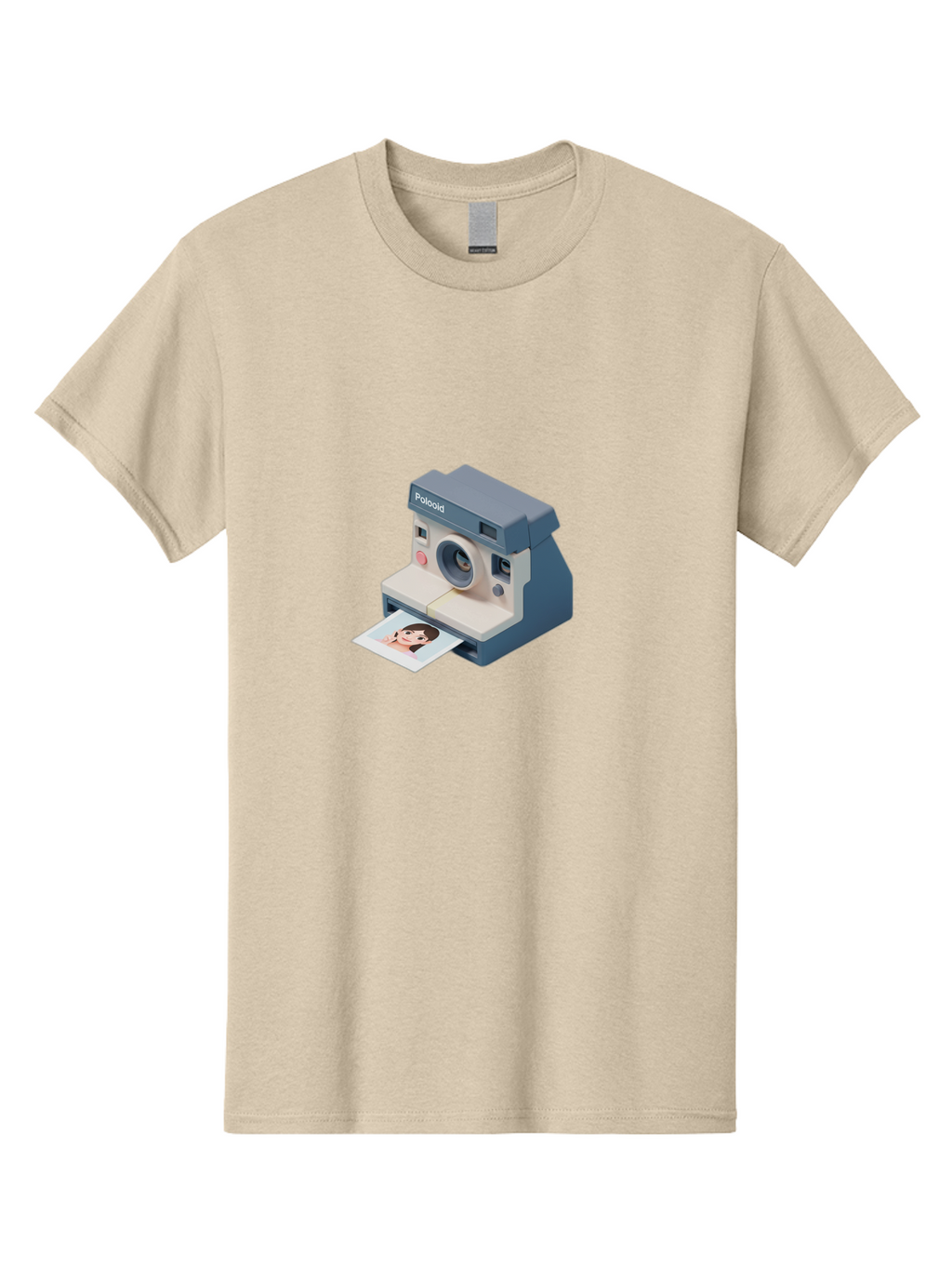 Polaroid Men'S Graphic Tee, 100% Cotton, Comfortable Casual Summer Wear, Machine Washable, Polaroid Camera, Instant Photography, Physical Photos, Nostalgic Feel, Printed Picture, Young Woman'S Face, Retro Technology, Digital To Physical Bae691