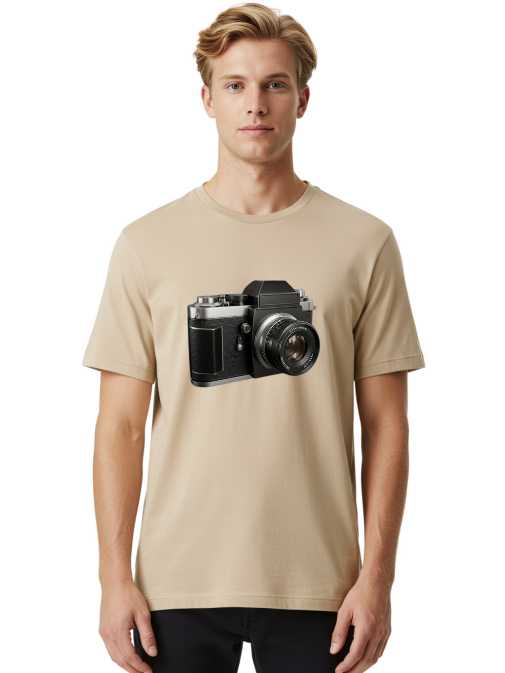 Praktica Men'S Graphic Tee, 100% Cotton, Comfortable Casual Summer Wear, Machine Washable, Vintage Camera, Photography Equipment, Classic Design, Black Camera Body, Lens Details, Optical Viewfinder, Shutter Release, Photography Gear, Bae692