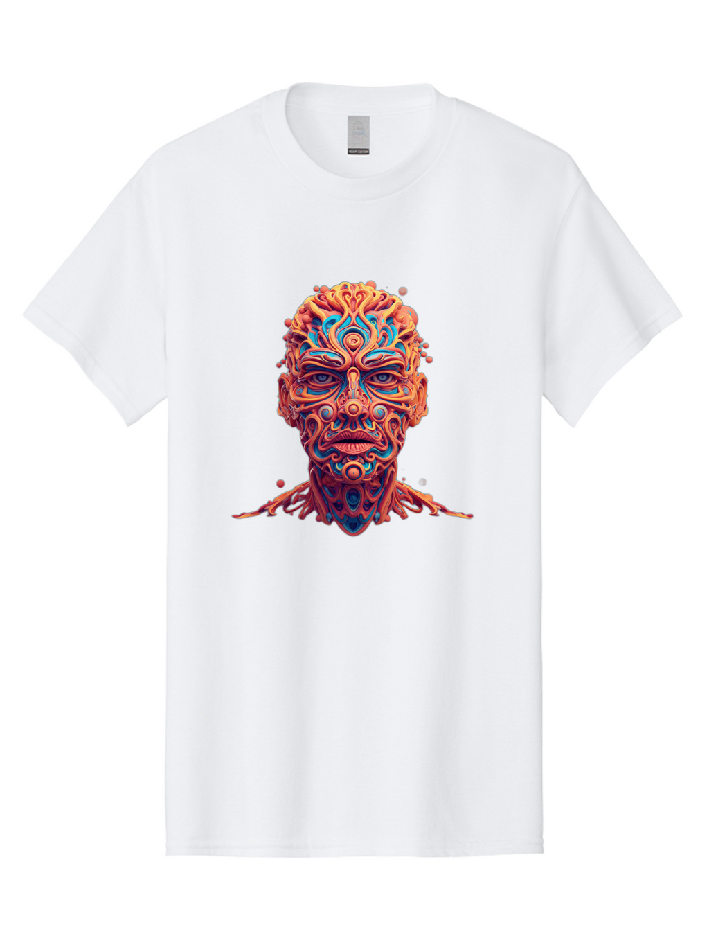 Psychedelic-Portrait Men'S Graphic Tee, 100% Cotton, Comfortable Casual Summer Wear, Machine Washable, Surreal Art, Psychedelic Patterns, Vibrant Colors, Abstract Design, Intricate Details, Futuristic Style, Vivid Imagery, Digital Art, Bae693