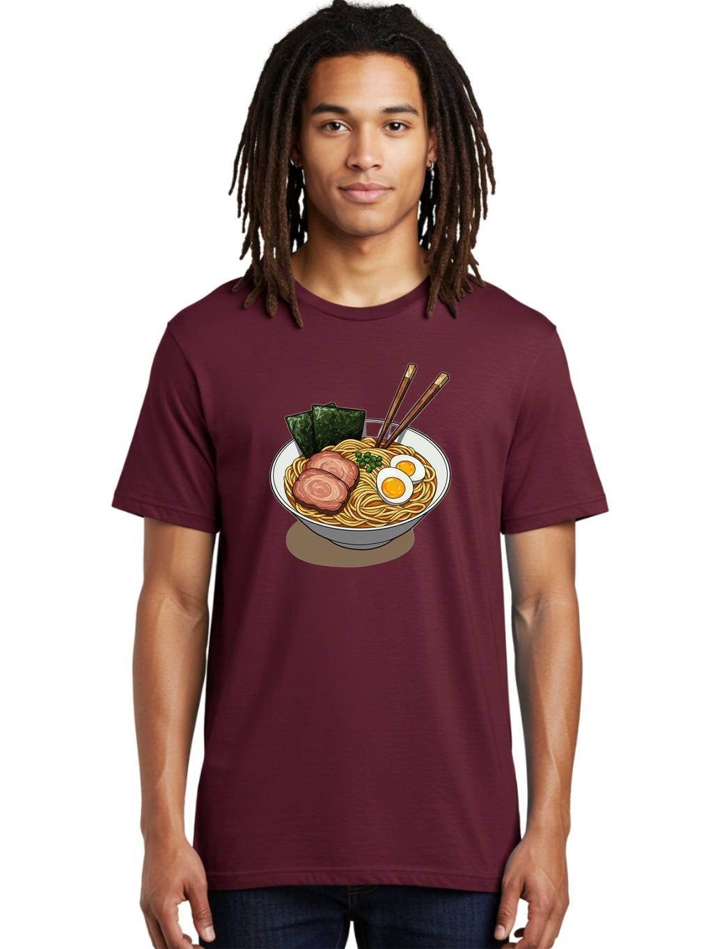 Ramen-3 Men'S Graphic Tee, 100% Cotton, Comfortable Casual Summer Wear, Machine Washable, Ramen Noodles, Sliced Pork, Boiled Egg, Seaweed, Chopsticks, Oriental Cuisine, Japanese Food, Savory Meal, Noodle Soup, Appetizing Dish Bae700