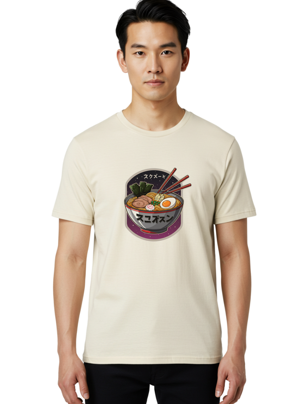 Ramen-6 Men'S Graphic Tee, 100% Cotton, Comfortable Casual Summer Wear, Machine Washable, Steaming Bowl Of Ramen, Noodles, Sliced Pork, Boiled Egg, Green Onions, Seaweed, Chopsticks, Japanese Cuisine, Asian Food, Comfort Meal, Savory Flavors, Bae703