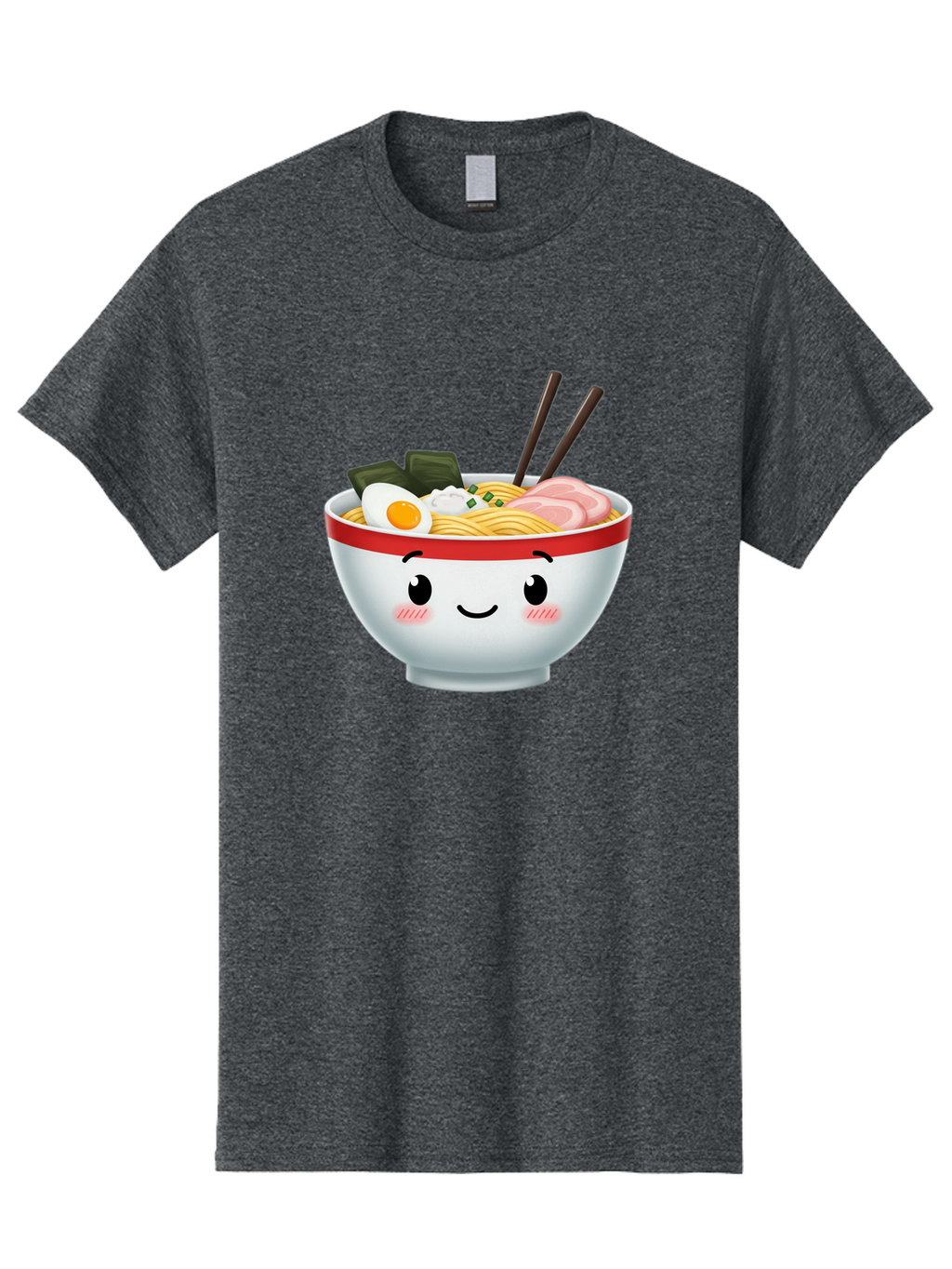 Ramen-Bowl-4 Men'S Graphic Tee, 100% Cotton, Comfortable Casual Summer Wear, Machine Washable, Japanese Ramen, Steaming Hot Noodles, Boiled Egg, Seaweed, Pork Slices, Chopsticks, Kawaii Cartoon, Foodie, Tasty Meal, Delicious Cuisine, Bae709