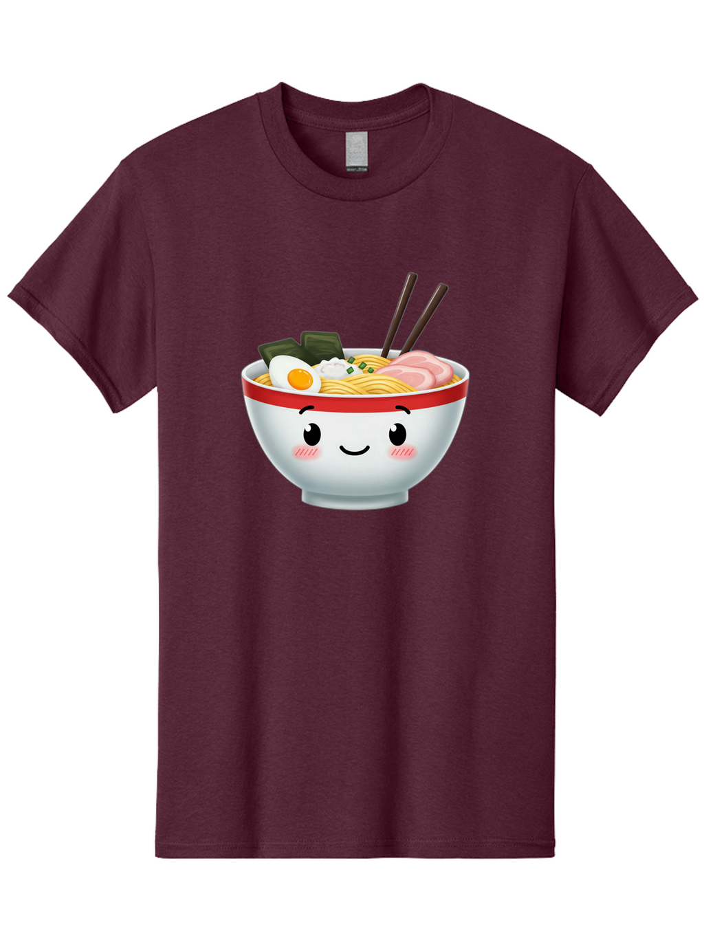 Ramen-Bowl-4 Men'S Graphic Tee, 100% Cotton, Comfortable Casual Summer Wear, Machine Washable, Japanese Ramen, Steaming Hot Noodles, Boiled Egg, Seaweed, Pork Slices, Chopsticks, Kawaii Cartoon, Foodie, Tasty Meal, Delicious Cuisine, Bae709