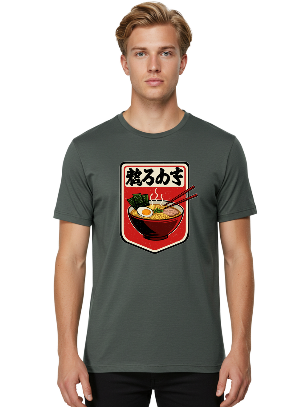 Ramen-Bowl-Aesthetic Men'S Graphic Tee, 100% Cotton, Comfortable Casual Summer Wear, Machine Washable, Steaming Hot Ramen, Japanese Cuisine, Noodle Soup, Egg And Seaweed Toppings, Chopsticks, Kakarou Mushi, Savory Broth, Asian Food, Bae712