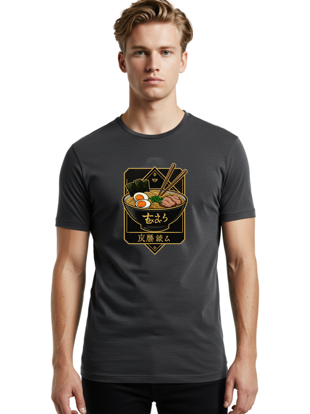 Ramen-Noodles-2 Men'S Graphic Tee, 100% Cotton, Comfortable Casual Summer Wear, Machine Washable, Bowl Of Ramen, Japanese Noodles, Soft-Boiled Egg, Seaweed, Pork Slices, Chopsticks, Japanese Cuisine, Ramen Bowl, Noodle Soup, Savory Dish, Bae719