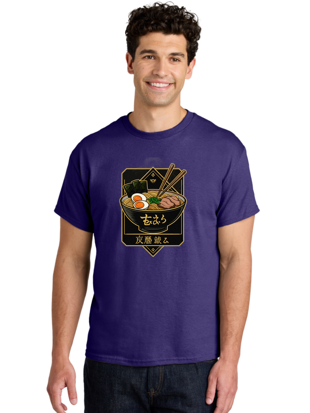 Ramen-Noodles-2 Men'S Graphic Tee, 100% Cotton, Comfortable Casual Summer Wear, Machine Washable, Bowl Of Ramen, Japanese Noodles, Soft-Boiled Egg, Seaweed, Pork Slices, Chopsticks, Japanese Cuisine, Ramen Bowl, Noodle Soup, Savory Dish, Bae719