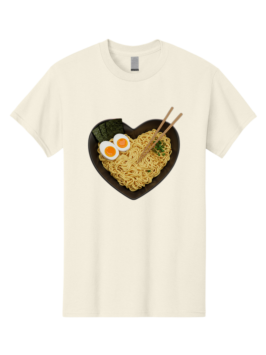 Ramen-Noodles-Heart-Shaped-Bowl Men'S Graphic Tee, 100% Cotton, Comfortable Casual Summer Wear, Machine Washable, Ramen Noodles, Heart-Shaped Bowl, Soft-Boiled Eggs, Seaweed, Chopsticks, Asian Cuisine, Comfort Food, Savory Dish, Noodle Soup, Bae722