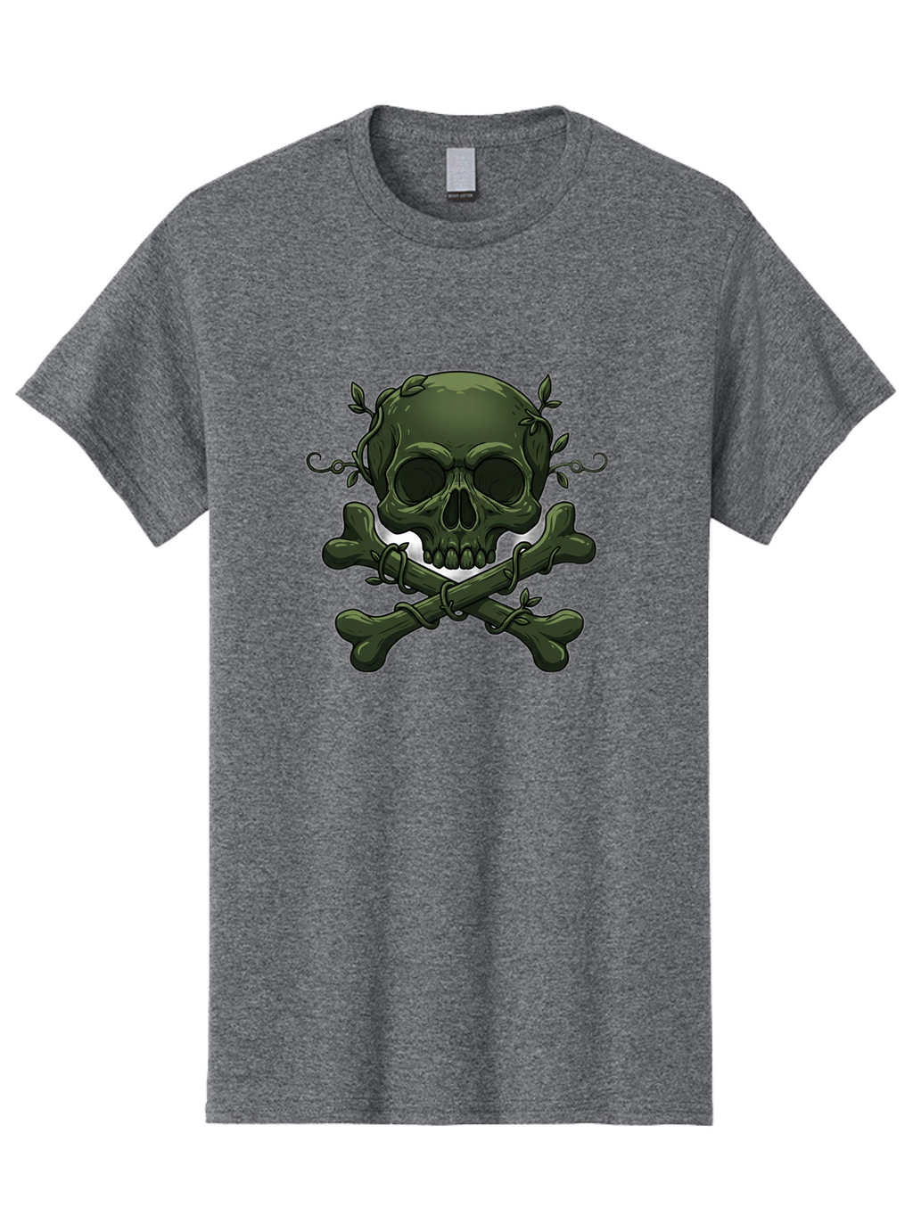 Skull-And-Crossbones-1 Men'S Graphic Tee, 100% Cotton, Comfortable Casual Summer Wear, Machine Washable, Skull And Crossbones, Pirate Symbol, Dark Art, Gothic Design, Skull With Vines, Crossbones With Leaves, Edgy Aesthetic, Grunge Style, Bae737