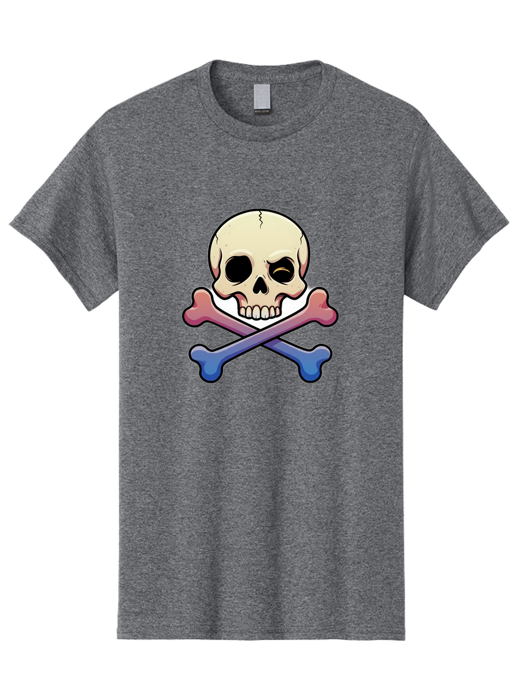 Skull-And-Crossbones Men'S Graphic Tee, 100% Cotton, Comfortable Casual Summer Wear, Machine Washable, Crossed Bones, Human Skull, Poison Symbol, Warning Sign, Cartoon Icon, Grunge Style, Death Symbol, Hazard Warning, Danger Sign, Bae739