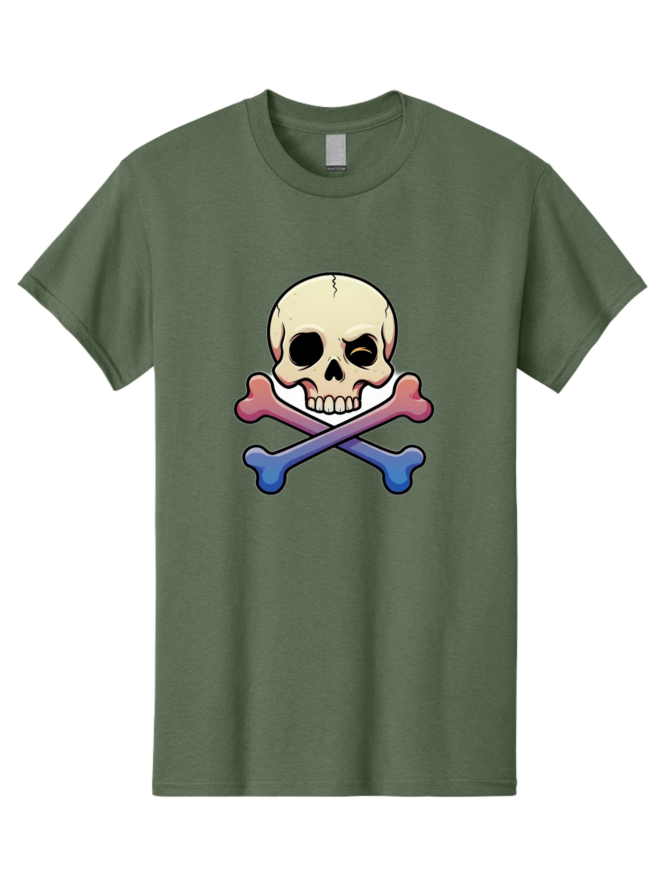 Skull-And-Crossbones Men'S Graphic Tee, 100% Cotton, Comfortable Casual Summer Wear, Machine Washable, Crossed Bones, Human Skull, Poison Symbol, Warning Sign, Cartoon Icon, Grunge Style, Death Symbol, Hazard Warning, Danger Sign, Bae739