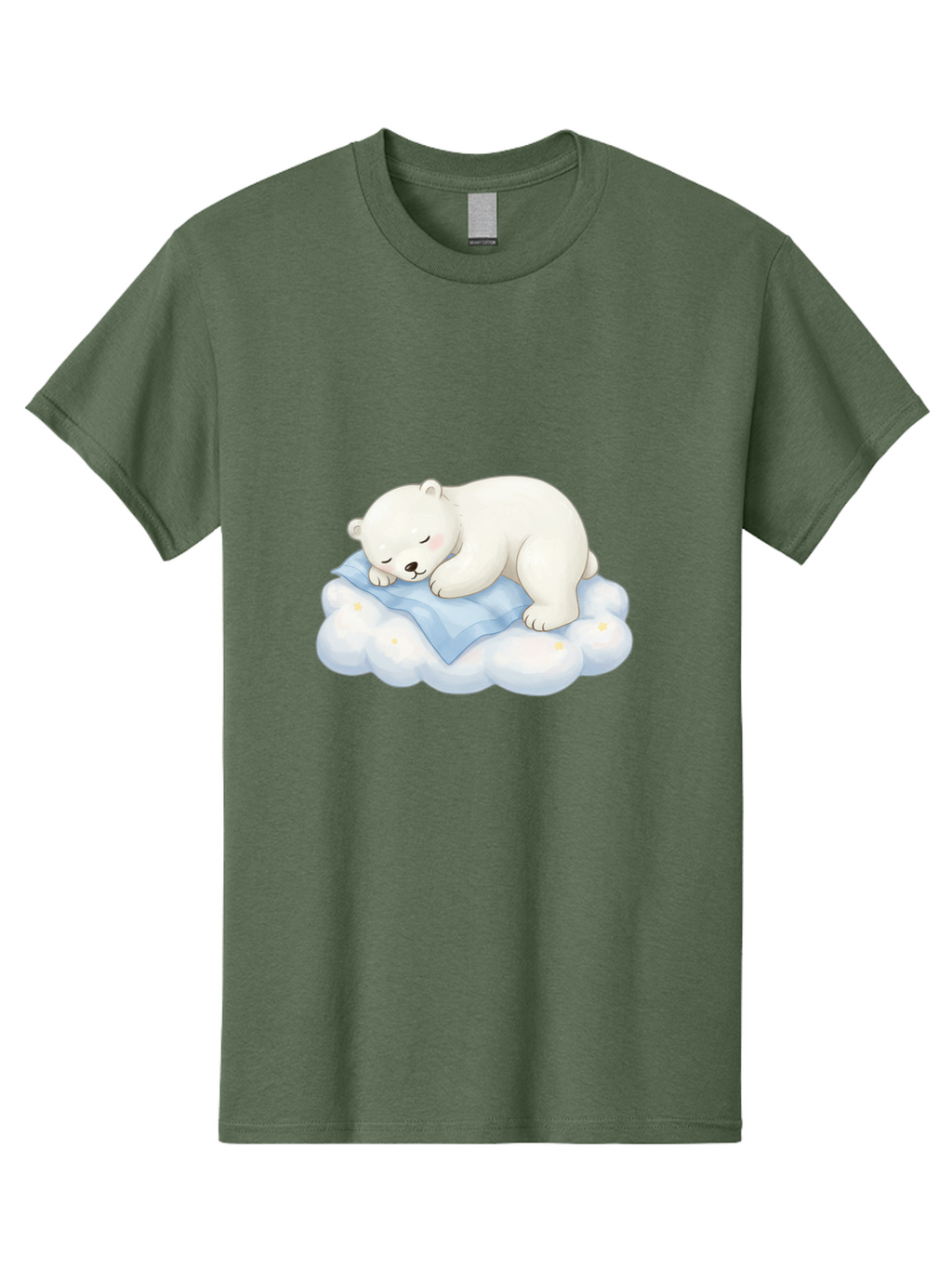 Sleeping-Polar-Bear-3 Men'S Graphic Tee, 100% Cotton, Comfortable Casual Summer Wear, Machine Washable, Polar Bear Sleeping On Cloud, Cute Cartoon Bear, Peaceful Slumber, Fluffy White Bear, Serene Atmosphere, Adorable Animal, Kawaii Bae744