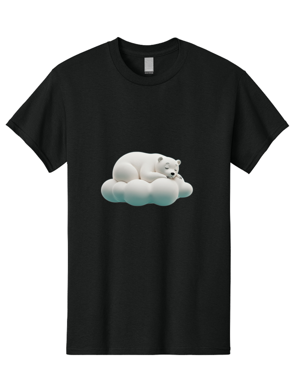 Sleeping-Polar-Bear-4 Men'S Graphic Tee, 100% Cotton, Comfortable Casual Summer Wear, Machine Washable, Polar Bear Sleeping On Cloud, Cute Animal, Serene Atmosphere, Peaceful Slumber, Adorable, White Polar Bear, Cartoon Style, 3D Rendering Bae745