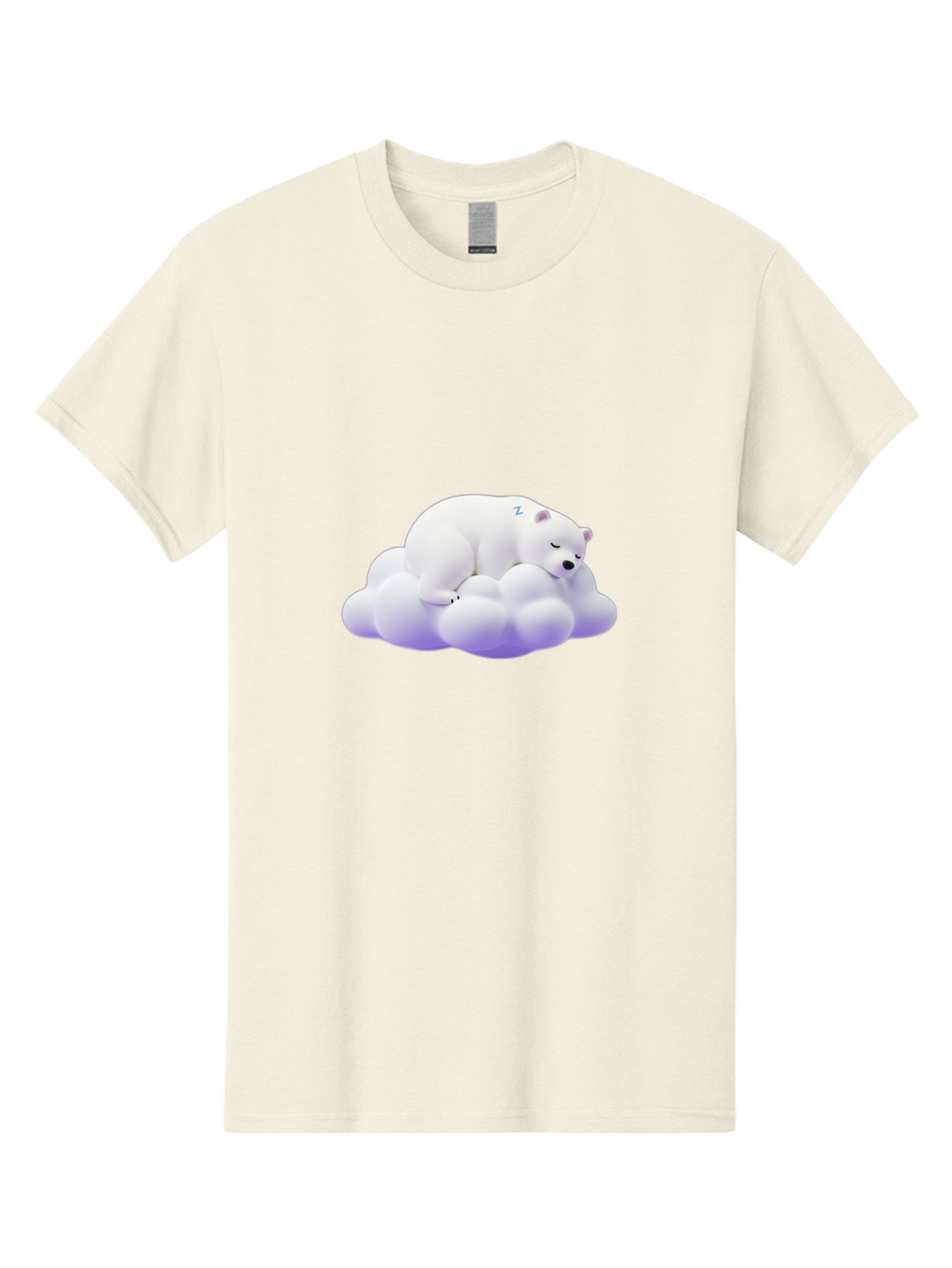 Sleeping-Polar-Bear-5 Men'S Graphic Tee, 100% Cotton, Comfortable Casual Summer Wear, Machine Washable, Sleeping Polar Bear, Cute Cartoon Character, Relaxing On Cloud, Peaceful Slumber, Serene Atmosphere, Adorable Illustration, Zzz, Bae746