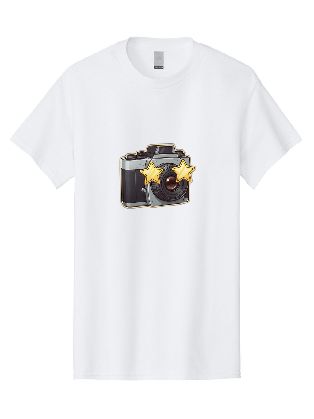 Slr-Camera-With-Stars Men'S Graphic Tee, 100% Cotton, Comfortable Casual Summer Wear, Machine Washable, Camera, Photography, Stars, Favorite Camera, Best Camera, Photography Equipment, Camera Lens, Photography Icon, Camera With Stars, Bae758