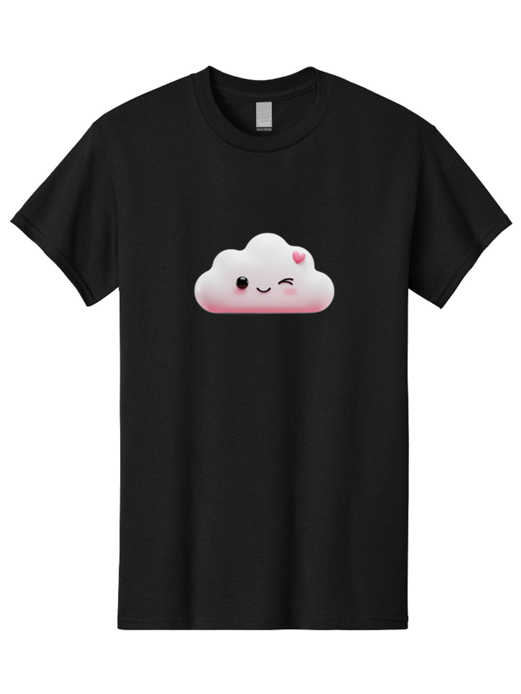 Smiling-Cloud-2 Men'S Graphic Tee, 100% Cotton, Comfortable Casual Summer Wear, Machine Washable, Cartoon Cloud, Smiling Face, Kawaii Character, Cute Emoji, Soft Pink Colors, Winking Eye, Rosy Cheeks, Adorable Illustration, Digital Art, Bae763