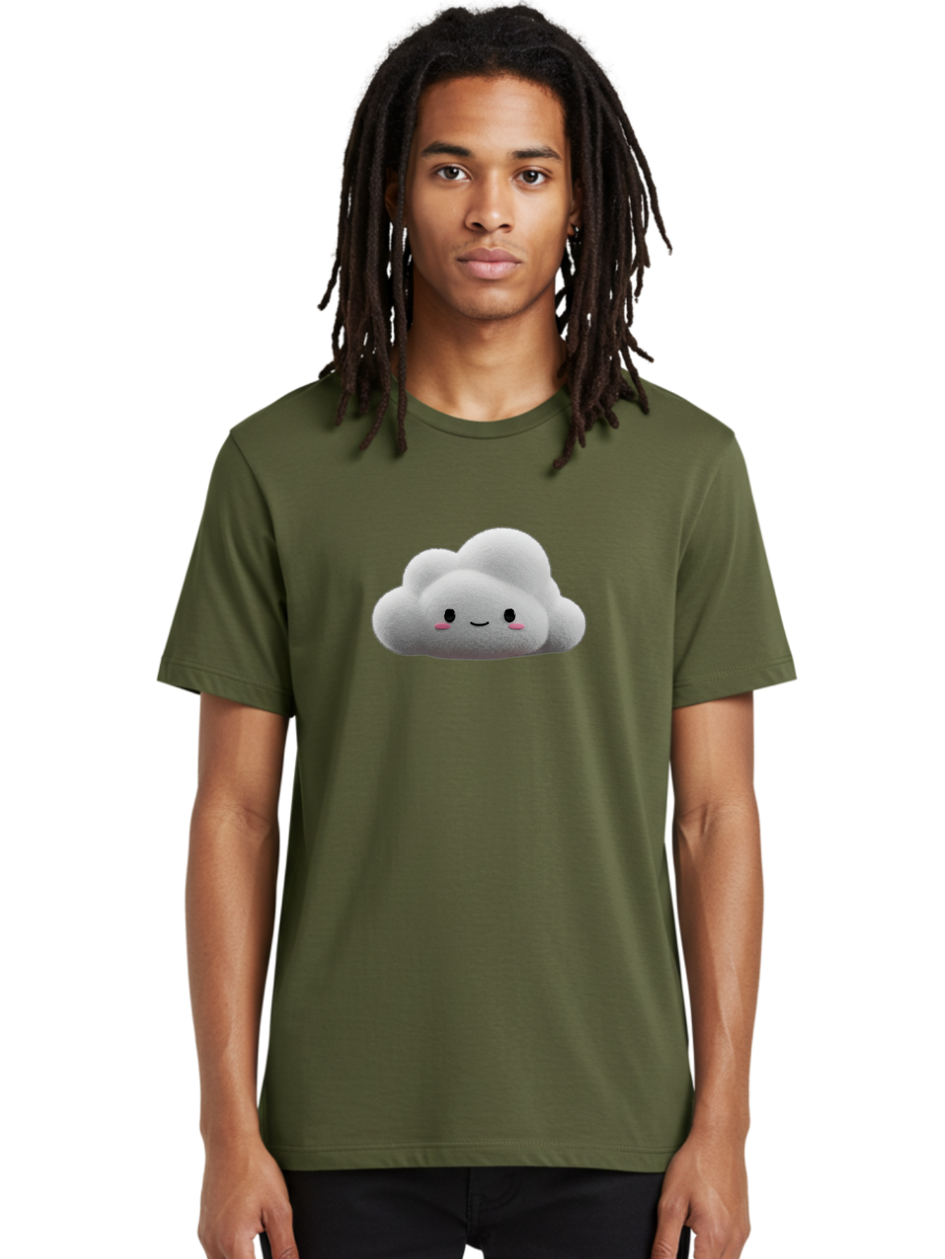 Smiling-Cloud-3 Men'S Graphic Tee, 100% Cotton, Comfortable Casual Summer Wear, Machine Washable, Cute Cloud, Smiling Face, Fluffy White Cloud, Cartoon Character, Adorable Illustration, Kawaii Cloud, Soft Graphics, Digital Art, Bae764