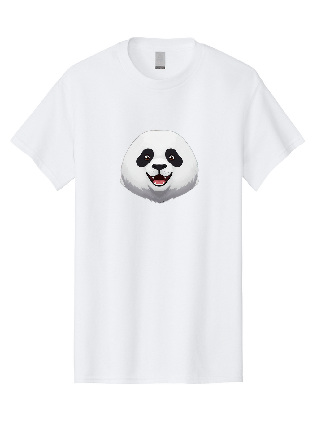 Smiling-Panda-Head Men'S Graphic Tee, 100% Cotton, Comfortable Casual Summer Wear, Machine Washable, Cartoon Panda, Happy Face, Black And White Fur, Cute Animal, Playful Expression, Smiling Panda, Cartoon Character Bae766