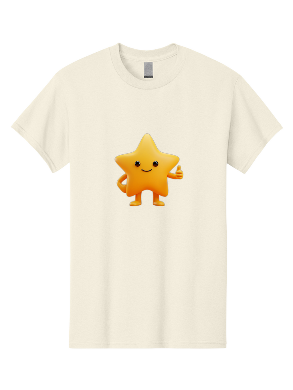 Smiling-Star-1 Men'S Graphic Tee, 100% Cotton, Comfortable Casual Summer Wear, Machine Washable, Cartoon Star, Yellow Star, Smiling Face, Thumbs Up, Happy Character, Friendly Star, Cute Design, 3D Illustration, Positive Vibe, Good Vibes Only Bae767