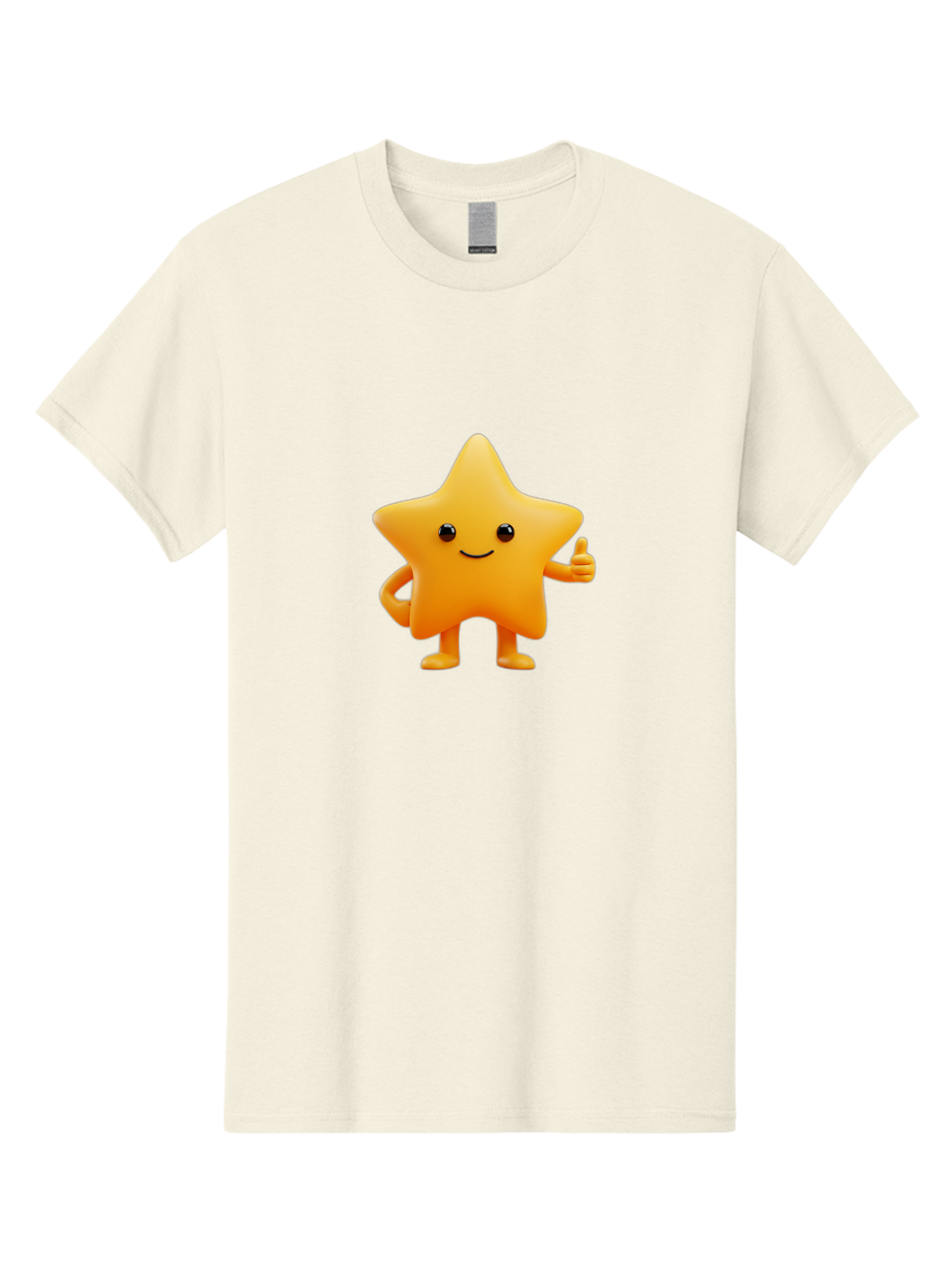 Smiling-Star-1 Men'S Graphic Tee, 100% Cotton, Comfortable Casual Summer Wear, Machine Washable, Cartoon Star, Yellow Star, Smiling Face, Thumbs Up, Happy Character, Friendly Star, Cute Design, 3D Illustration, Positive Vibe, Good Vibes Only Bae767