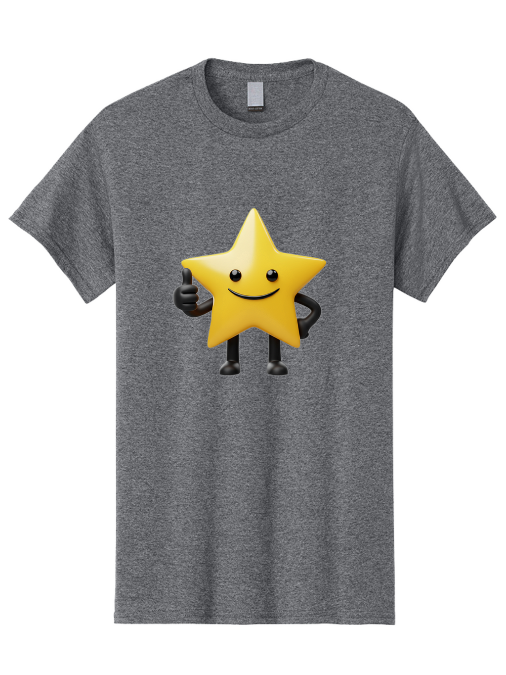 Smiling-Star-2 Men'S Graphic Tee, 100% Cotton, Comfortable Casual Summer Wear, Machine Washable, Smiling Star, Thumbs Up, Approval, Happiness, Joyful Character, Cartoon Star, Friendly Mascot, Positive Vibe, Happy Face Bae768