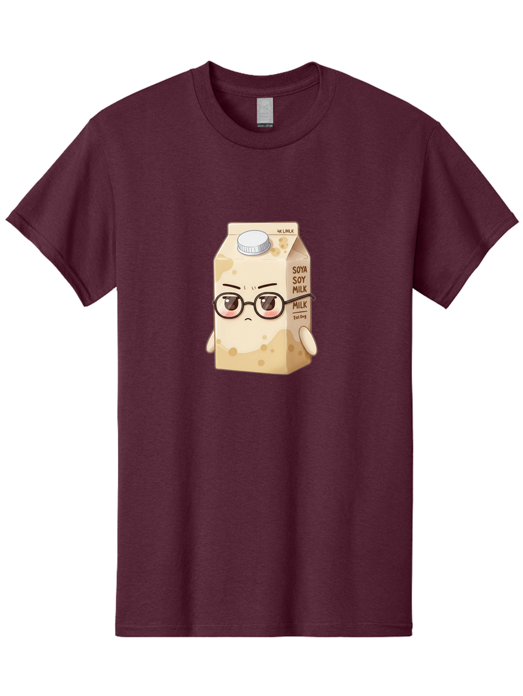 Soya-Soy-Milk Men'S Graphic Tee, 100% Cotton, Comfortable Casual Summer Wear, Machine Washable, Cartoon Soy Milk Carton, Anthropomorphic Milk, Glasses, Sad Face, Soy Milk, Milk Carton, Kawaii Character, Plant-Based Milk, Dairy-Free, Vegan Milk Bae773