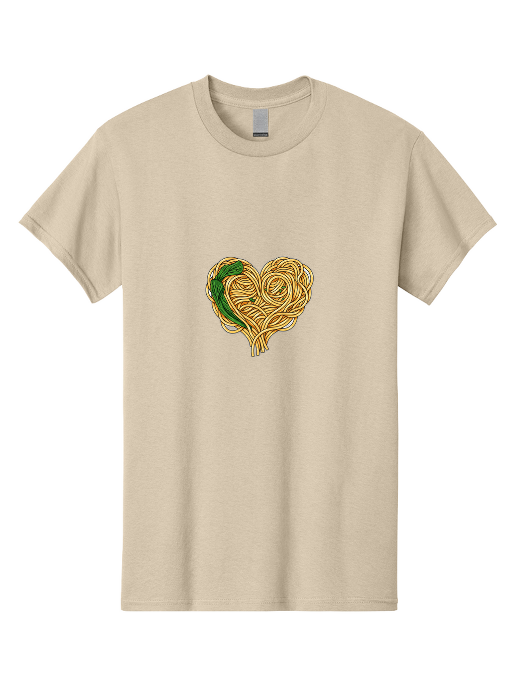 Spaghetti-Heart Men'S Graphic Tee, 100% Cotton, Comfortable Casual Summer Wear, Machine Washable, Spaghetti In Heart Shape, Tangled Noodles, Basil Leaves, Italian Cuisine, Pasta Art, Food Illustration, Culinary Design, Love Theme Bae774