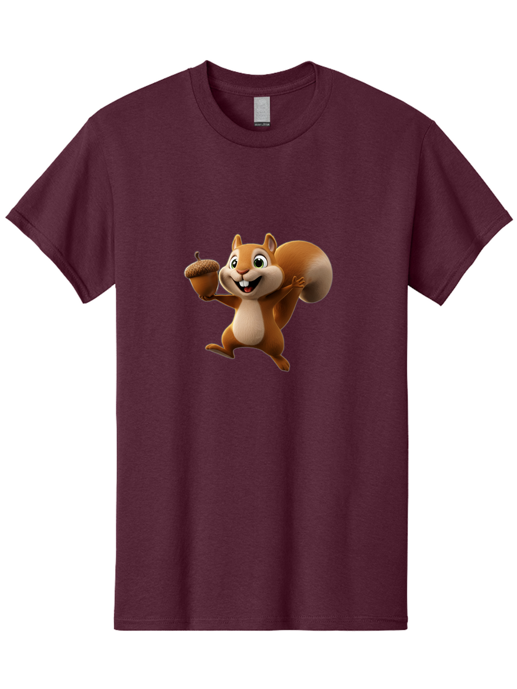 Squirrel-With-Acorn Men'S Graphic Tee, 100% Cotton, Comfortable Casual Summer Wear, Machine Washable, Cartoon Squirrel, Happy Squirrel, Acorn, Forest Animal, Cute Cartoon Character, Squirrel Character, Funny Squirrel, Squirrel Graphics Bae776