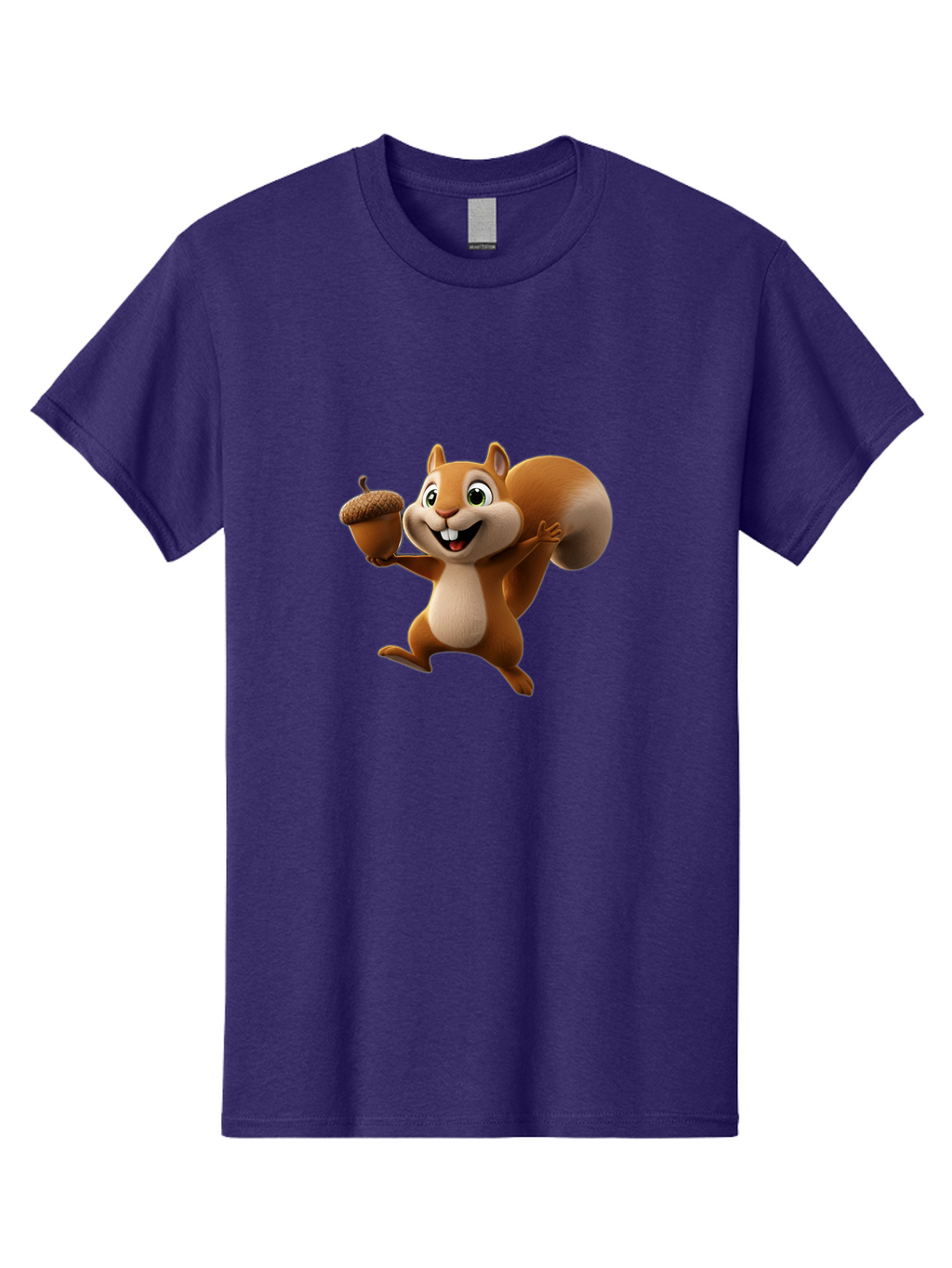 Squirrel-With-Acorn Men'S Graphic Tee, 100% Cotton, Comfortable Casual Summer Wear, Machine Washable, Cartoon Squirrel, Happy Squirrel, Acorn, Forest Animal, Cute Cartoon Character, Squirrel Character, Funny Squirrel, Squirrel Graphics Bae776