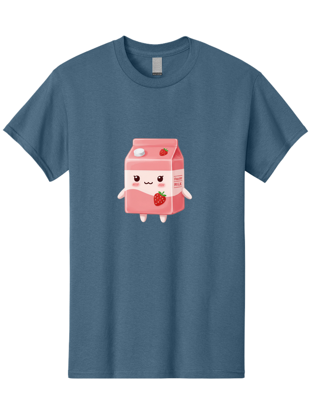 Strawberry-Milk Men'S Graphic Tee, 100% Cotton, Comfortable Casual Summer Wear, Machine Washable, Strawberry Milk, Cartoon Character, Cute Illustration, Strawberry Flavor, Pink Milk, Kawaii Design, Animated Beverage, Strawberry Theme, Bae790