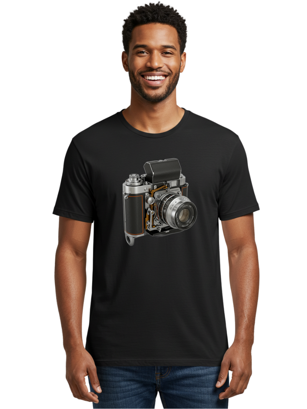 Triotar-Triotar-1-4-5-135 Men'S Graphic Tee, 100% Cotton, Comfortable Casual Summer Wear, Machine Washable, Vintage Camera, Classic Photography, Triotar 50Mm F/2.8 Lens, Retro Camera Body, Antique Camera Equipment, Photography Accessories, Bae803