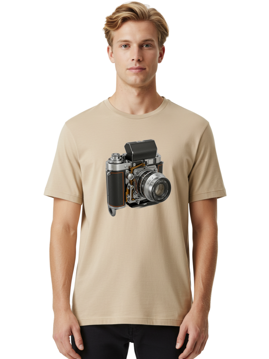 Triotar-Triotar-1-4-5-135 Men'S Graphic Tee, 100% Cotton, Comfortable Casual Summer Wear, Machine Washable, Vintage Camera, Classic Photography, Triotar 50Mm F/2.8 Lens, Retro Camera Body, Antique Camera Equipment, Photography Accessories, Bae803