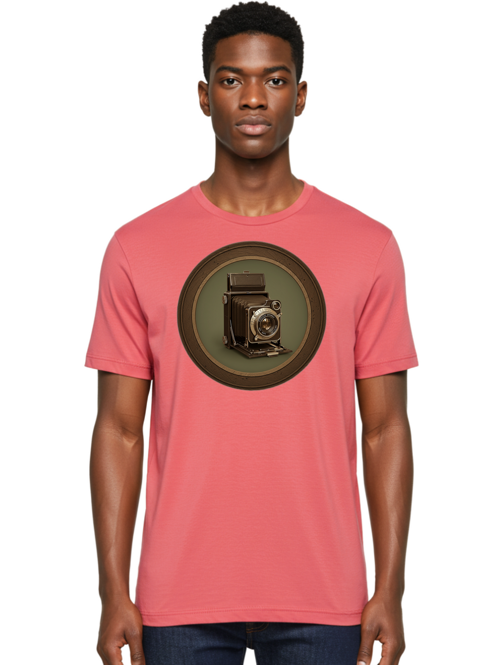 Vintage-Camera Men'S Graphic Tee, 100% Cotton, Comfortable Casual Summer Wear, Machine Washable, Vintage Camera, Antique Photography Equipment, Classic Camera Design, Retro Style, Old-Fashioned Lens, Nostalgic Photography, Timeless Art, Bae815