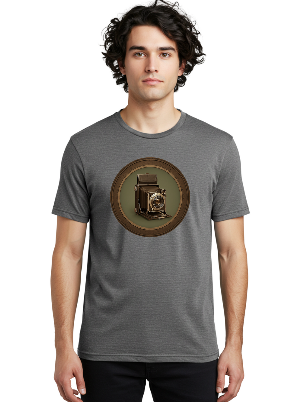 Vintage-Camera Men'S Graphic Tee, 100% Cotton, Comfortable Casual Summer Wear, Machine Washable, Vintage Camera, Antique Photography Equipment, Classic Camera Design, Retro Style, Old-Fashioned Lens, Nostalgic Photography, Timeless Art, Bae815